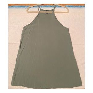 Sage green/ olive high neck halter rayon mini dress size L US
